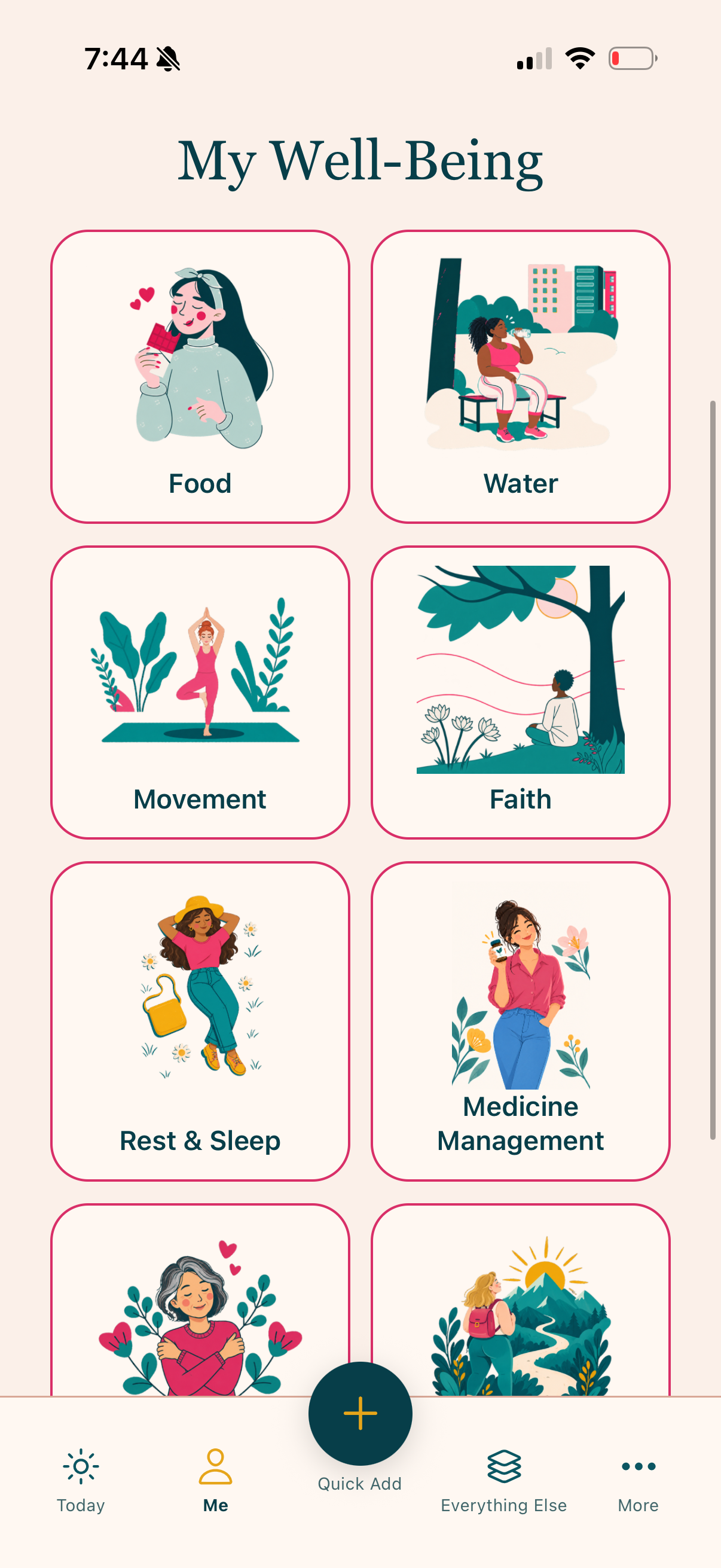 Room & Grace My Well-Being screen